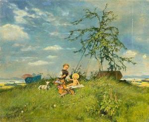 TRAUB Gustav 1885-1955,Maria mit dem heiligen Kind auf der Sommerwiese,Van Ham DE 2018-01-31