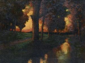 TRAVER George A 1864-1928,Autumnal Forest Sunset by a Stream,Burchard US 2020-08-16