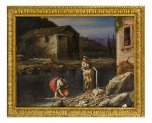 TRAVI Antonio 1608-1665,Paesaggio rurale con lavandaie,Wannenes Art Auctions IT 2018-09-19