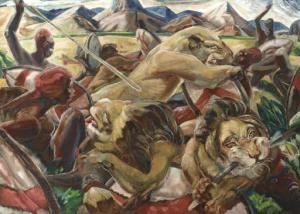 TRAVIS Paul Bough 1891-1975,The Masai Lion Hunt,Christie's GB 2003-04-03