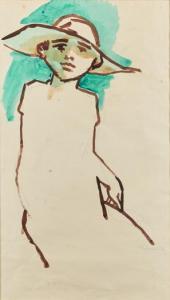 TRELOAR Bruce,Boy with Wide Brim Hat,1976,Webb's NZ 2023-10-09