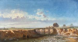 TRENK Henri 1818-1892,Footbridge over Buzău river,1874,Artmark RO 2019-06-11