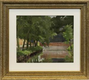 TRESILIAN Cecil Stuart 1891-1976,A MOATED FARM IN SUFFOLK,McTear's GB 2017-07-19