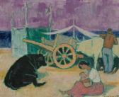 TREVELYAN Julian 1910-1988,spanish scene with figures, oxen and cart.,1955,Bonhams GB 2006-05-23
