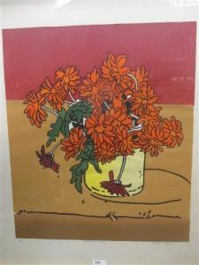 TREVOR Allen 1939-2008,Chrysanths by a Red Wall,Cheffins GB 2019-11-14