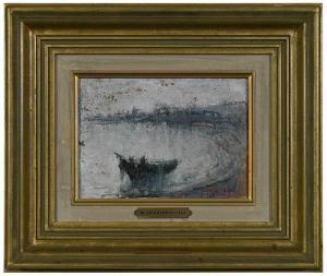 TRIANTAFYLLIDIS Theofrastos 1881-1955,Fishing Boat In a Cove,1915,Brunk Auctions US 2019-09-14