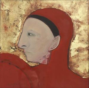 TRIEFF Selina 1934-2015,Portrait of a woman in red,1999,Sworders GB 2023-08-13