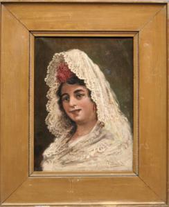 TRINIDAD R 1800-1900,Mujer con mantilla blanca,19th century,Yelmo ES 2007-05-16