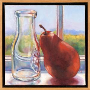 TRINKLE LEGGE KATIE 1965,Still life of a pear and a glass bottle,Eldred's US 2022-11-03