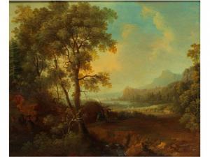 TRIPPEL Leonhard 1745-1783,WEITE FLUSSLANDSCHAFT MIT FIGUREN,Hampel DE 2017-12-08