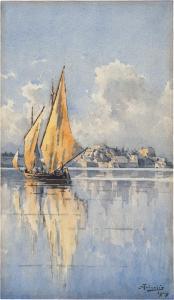 TRIVOLIS Stefanos 1883-1944,Segelboot vor Korfu,1909,Galerie Bassenge DE 2023-06-09
