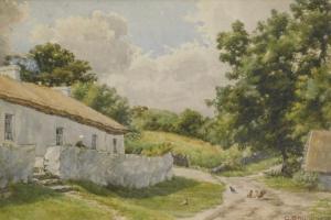 TROBRIDGE George 1857-1909,Country cottage with chickens,Golding Young & Mawer GB 2018-05-23