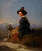TROILI Gustaf Uno 1815-1875,Ung italiensk herde med hund,Stockholms Auktionsverket SE 2008-05-28