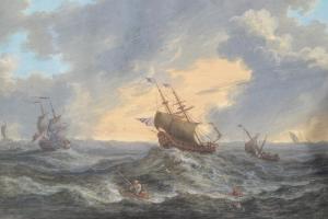 TROOST Willem I 1684-1759,square riggers in a heavy sea,Lawrences of Bletchingley GB 2019-04-30