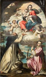 TROTTI IL MALOSSO Giovanni Battista 1555-1619,Vierge du Rosaire avec les sai,1599,Millon & Associés 2023-09-27