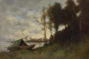 TROUILLBERT Paul Desire 1829-1900,Barque au bord d'une rivi,Artcurial | Briest - Poulain - F. Tajan 2017-11-14