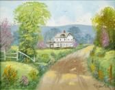 TROVER Joseph,spring landscape with homestead on lane with flowe,Wickliff & Associates 2009-06-27