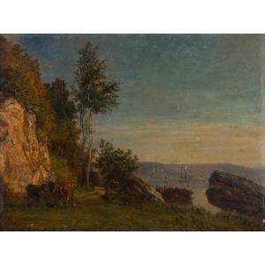 TROYON Constant 1810-1865,Boeuf roux dans un paysage, vue de Villequier,Piasa FR 2024-04-17