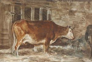 TROYON Constant 1810-1865,Vache dans l'étable,Ader FR 2011-12-07