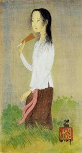 TRUNG THU MAI 1906-1980,JEUNE FILLE À L'ÉVENTAIL (YOUNG GIRL WITH A FAN),1956,Christie's 2018-09-21