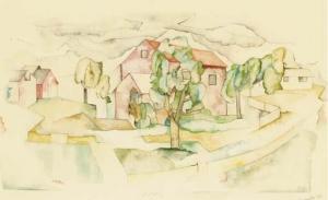 TRUNK Jr. Herman 1899-1963,Landscape with houses and trees,1926,Christie's GB 2004-09-08