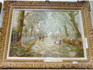 TRY Edwin Frank,wooden path with figures,1952,Wellers Auctioneers GB 2009-04-18