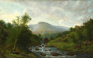 TRYON Benjamin Franklin 1824-1896,Mountainous River Landscape With Mill,Weschler's US 2006-04-01