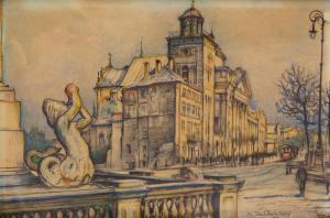 Trzebiński Marian 1871-1942,View of Krakowskie Przedmiescie,1928,Desa Unicum PL 2020-02-25