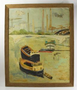 tsamis jean 1920,View of boats on a river,Kaminski & Co. US 2019-09-21
