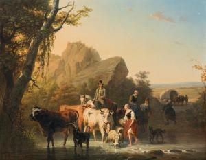 TSCHAGGENY Edmond Jean Baptiste 1818-1873,The ford,1845,im Kinsky Auktionshaus AT 2019-10-22