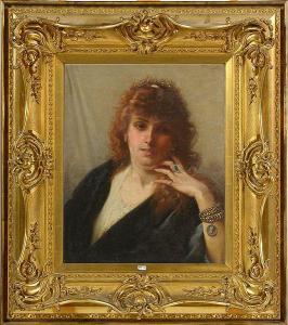 TSCHAGGENY Frédéric 1851-1921,Portrait d\’une élégante aux somptueux bijoux,VanDerKindere 2022-02-15