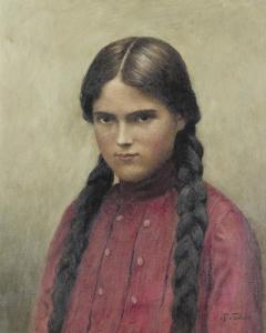 TSCHAN Rudolf 1848-1919,Porträt eines Mädchens mit langen Zöpfen.,Dobiaschofsky CH 2006-11-01