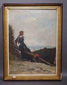 TSCHARNER Theodore 1826-1906,Jeune fille en bord de mer,1882,Legros BE 2020-02-13