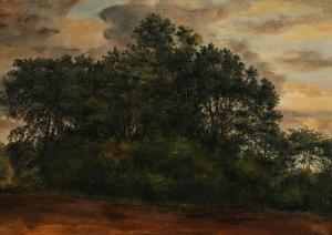 TSCHERNING Eleonore 1817-1890,Landscape with shrubs and bushes,Bruun Rasmussen DK 2020-10-19