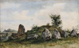 TSCHERNING Eleonore 1817-1890,View from a hill with large rocks,Bruun Rasmussen DK 2024-03-11