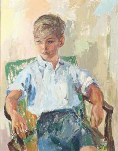 TSCHIU Dick 1900-1900,PORTRAIT OF A YOUNG BOY IN BLUE,Sloans & Kenyon US 2015-04-25
