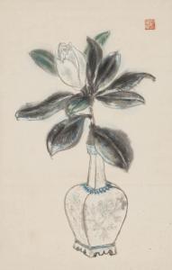 TSUBAKI Sadao 1896-1957,Magnolia Flowers,1954,Mainichi Auction JP 2023-01-13