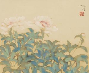 TSUCHIDA Bakusen 1887-1936,Chinese peony,Mainichi Auction JP 2022-07-08