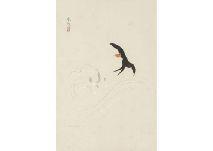 TSUCHIDA Bakusen 1887-1936,Swallow with wave,Mainichi Auction JP 2021-09-03