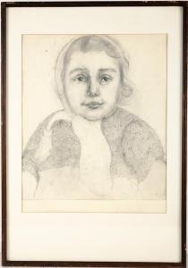 TUBKE Anneliese 1924-1996,Porträt eines kleinen Mädchens mit Schal,Leipzig DE 2015-05-02