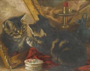 TUCKER Ada Elizabeth 1800-1900,Study of a kitten peering into a looking gla,1897,Clevedon Salerooms 2007-06-14