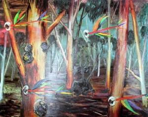 TUCKER Albert Lee 1914-1999,Parrots in the Bush,Theodore Bruce AU 2016-08-28