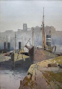 TUCKER Arthur 1864-1929,Scottish Steam Trawlers in Whitby Harbour,David Duggleby Limited 2022-11-25