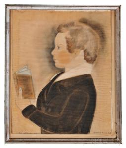 TUCKER Mary B 1784-1853,Profile Portrait of a Young Boy Holding a Book,1842,Skinner US 2016-08-14