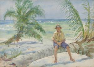TUKE Henry Scott 1858-1929,A boy seated on a palm tree, Coral Island,1924,Christie's GB 2013-12-12