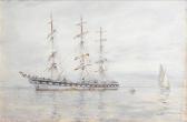 TUKE Henry Scott,A three-masted windjammer lying at anchor in the r,1906,Sotheby's 2008-02-19