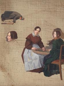 TUNICA Christian 1795-1868,Study of Two Women Peeling Peas,Simon Chorley Art & Antiques 2019-07-23