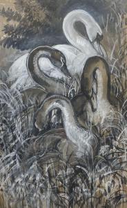 TUNNICLIFFE Charles Frederick 1901-1979,Four Swans,David Duggleby Limited GB 2024-03-15