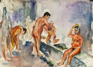 TURKISH SCHOOL,Men in a bath-house.,19th century,888auctions CA 2020-02-13