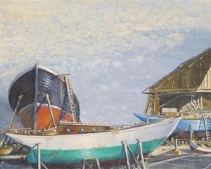 TURNER Arthur Henry 1934-1953,Boatyard at Buckie, Scotland,Woolley & Wallis GB 2012-06-13